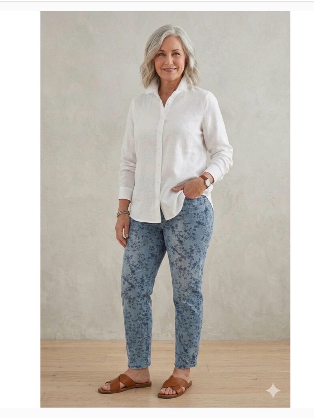 NWT! J.Jill Blue Floral Print Women’s Jeans size 18